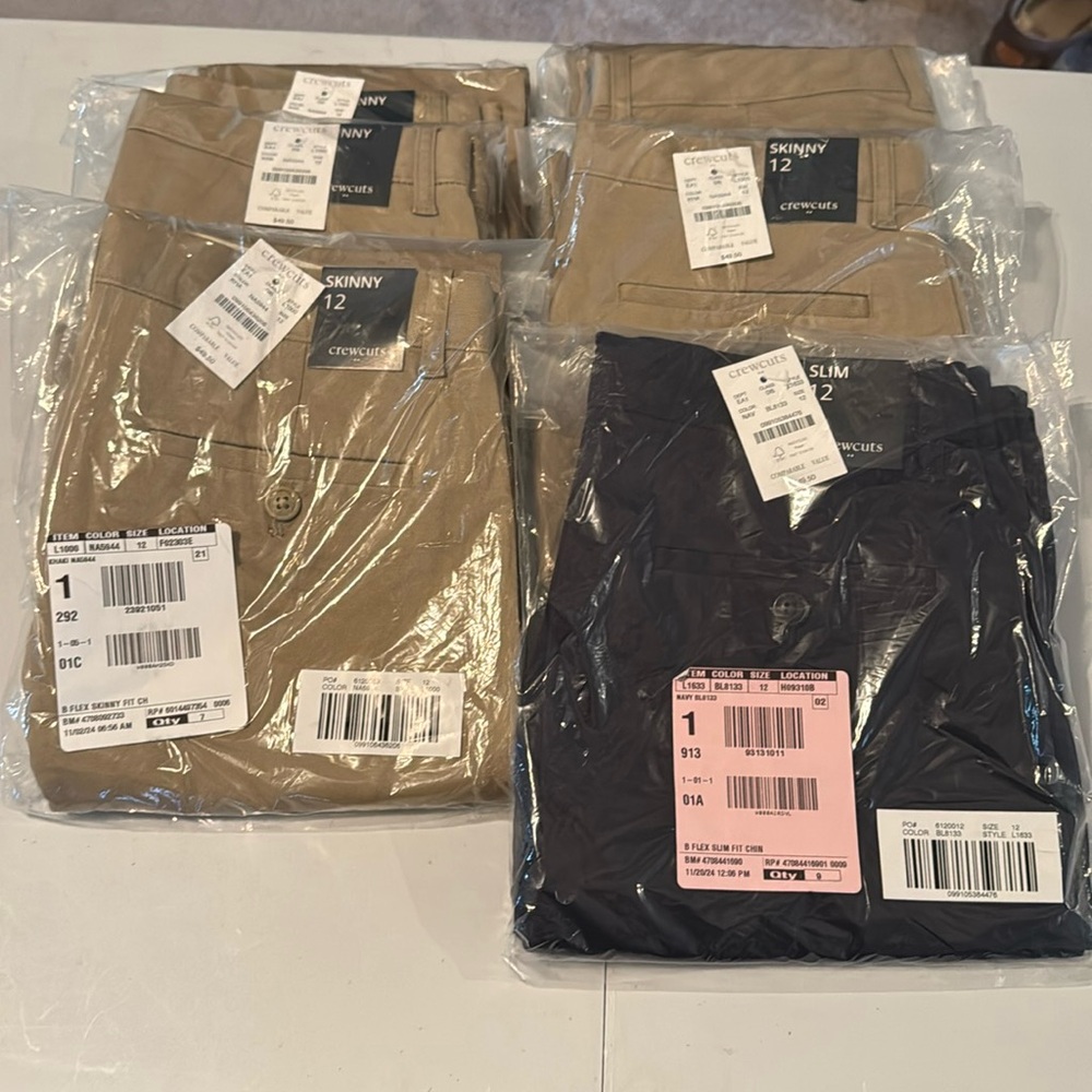 *Lot of 6 pair!* JCrew Crewcuts boys slim khaki pants Skinny size 12
